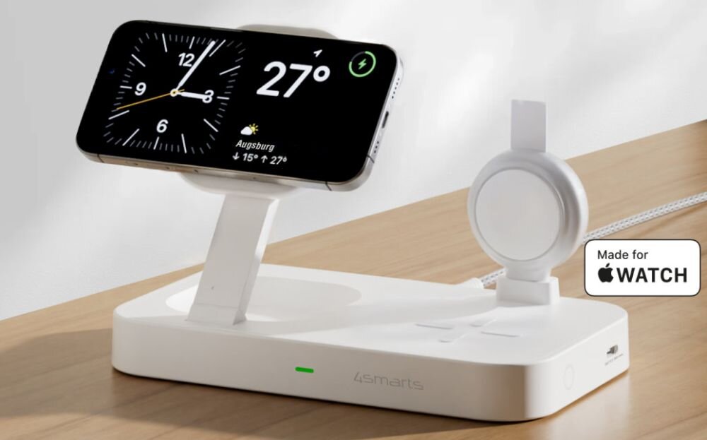 Qi2 Charging Station Trident – ładowanie iPhone, TWS, Apple Watch jednocześnie, szybka ładowarka MFi