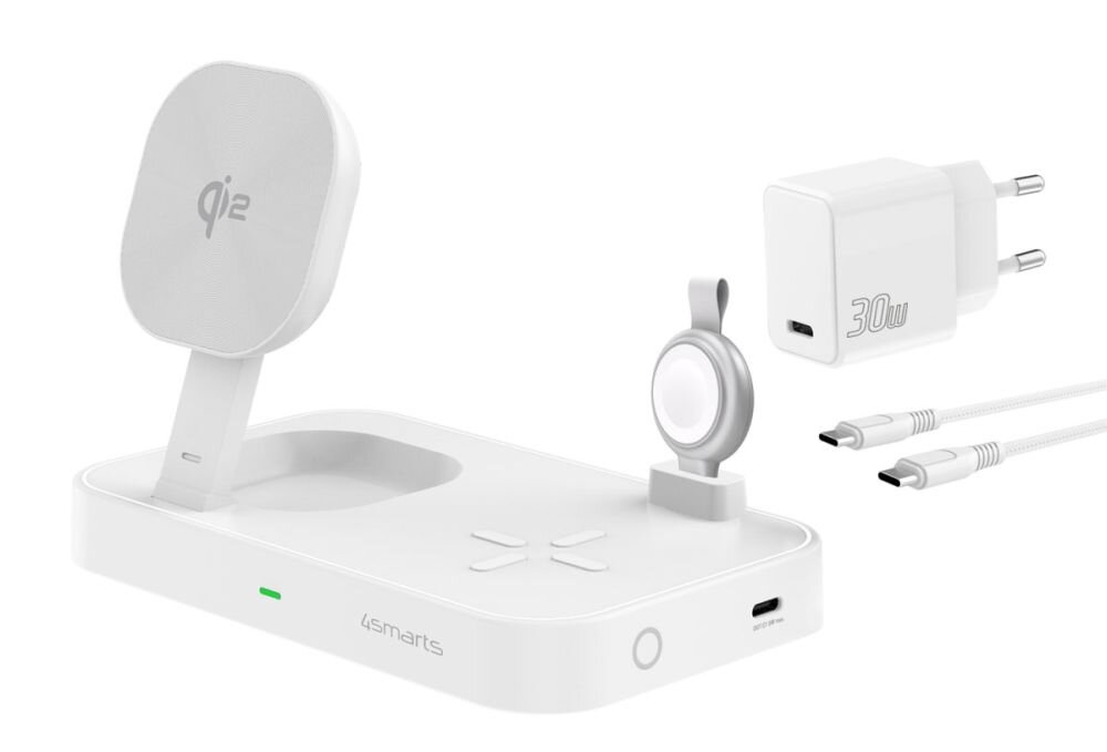 Qi2 Charging Station Trident – szybka ładowarka 30W, kabel USB-C, tryb nocny, stylowy design