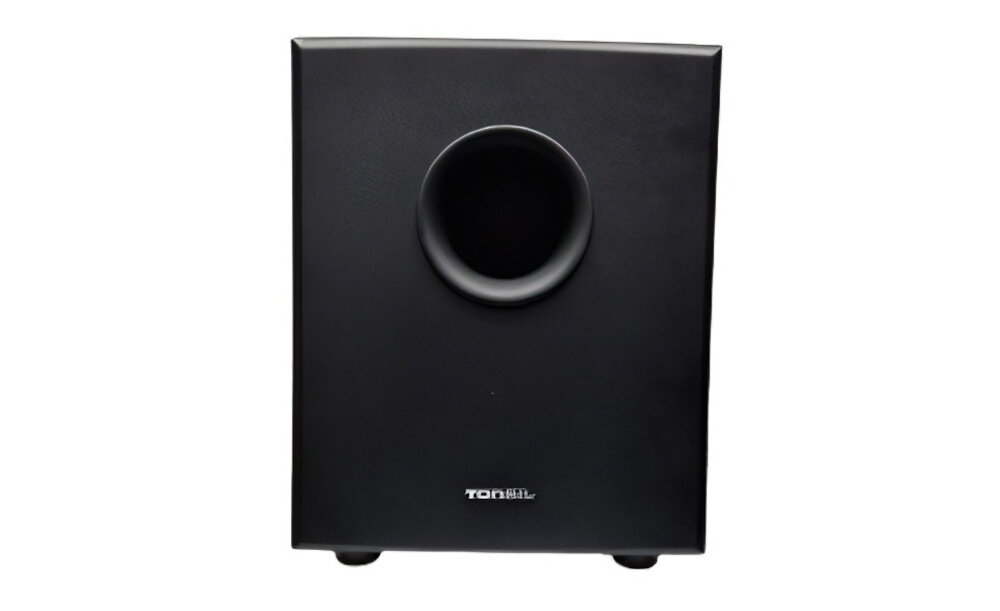 Subwoofer TONSIL AKTIV 250 A - Wzmocnienie kinowego dźwięku, subwoofer od przodu na białym tle