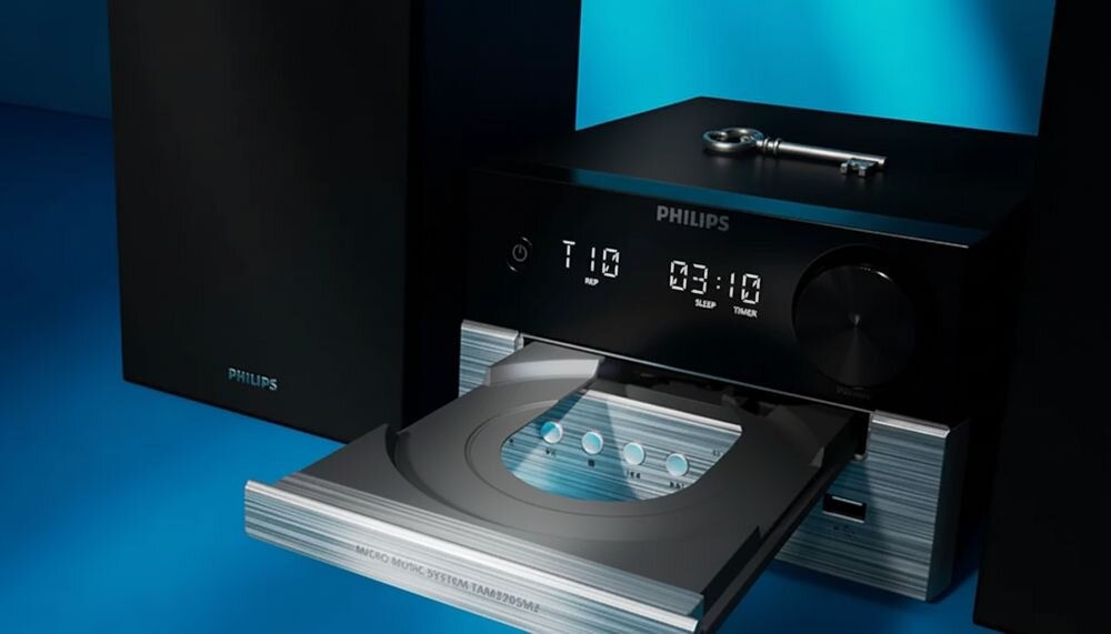 Wieża PHILIPS TAM3205M2 12 CD MP3 radio FM Bluetooth USB wejście audio, wieża stojąca na blacie