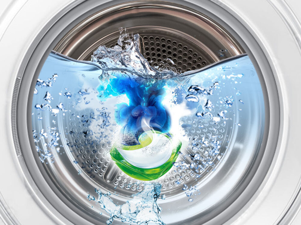 Kapsułki do prania ARIEL All In 1 Pods Color Kapsułka Ariel Allin1 PODS rozpuszczająca się w wodzie wewnątrz bębna pralki, uwalniająca niebieski płyn czyszczący