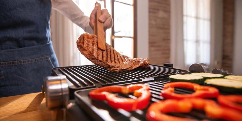 Grill elektryczny CECOTEC Rock’nGrill Dual duża powierzchnia grzewcza, możliwość całkowitego rozłożenia grilla