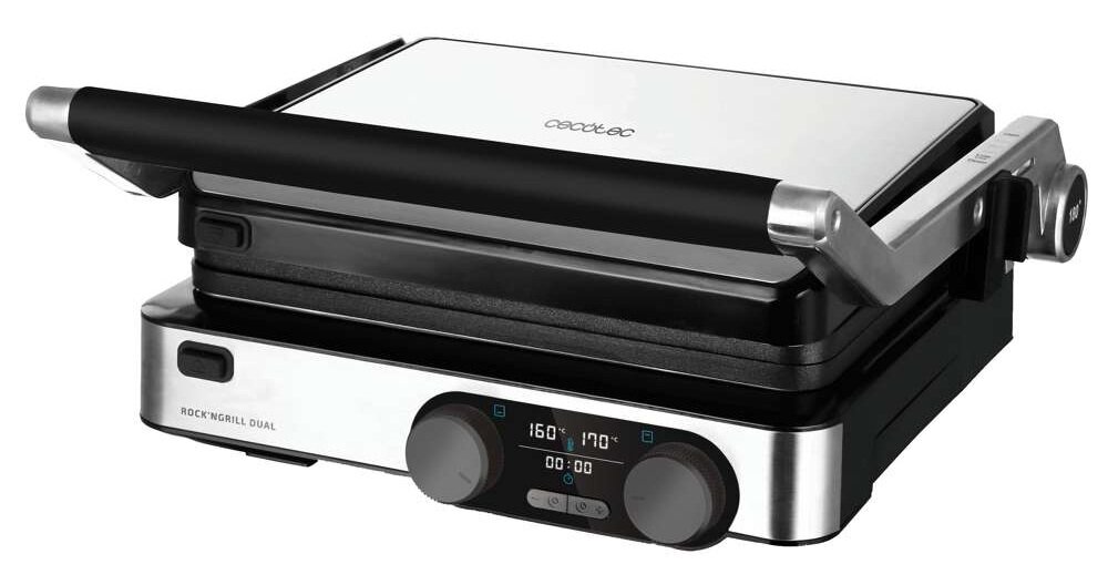 Grill elektryczny CECOTEC Rock’nGrill Dual dokładny termostat, czytelny wyświetlacz, łatwa regulacja temperatury