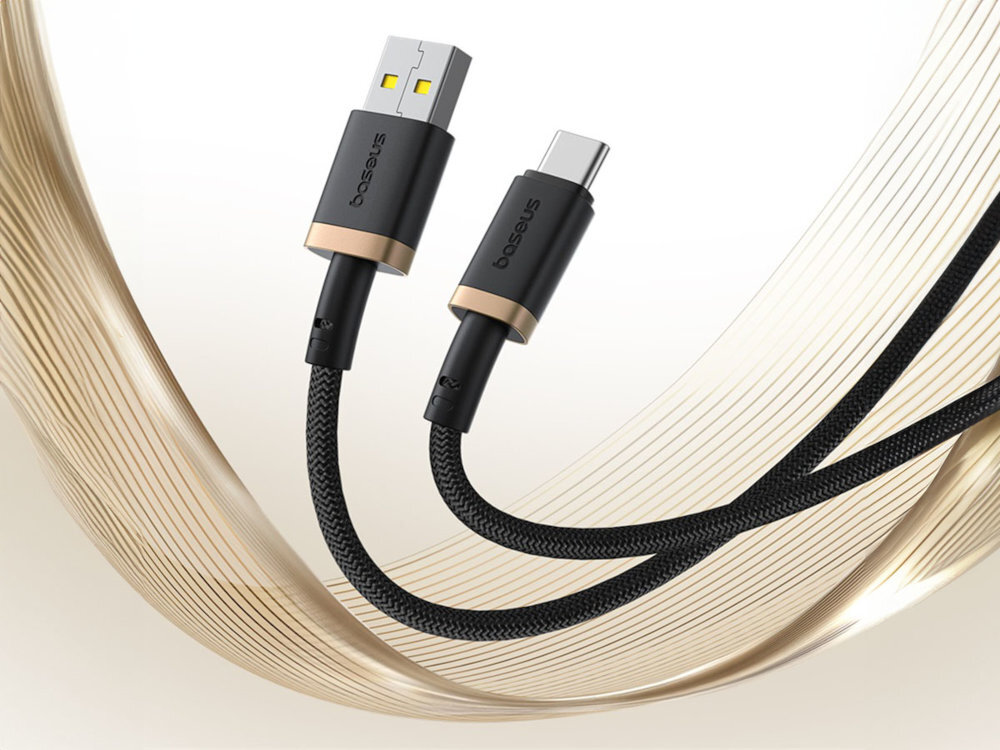 Kabel BASEUS Dura z końcówkami usb-a oraz usb-c w oplocie, kolor czarno złoty