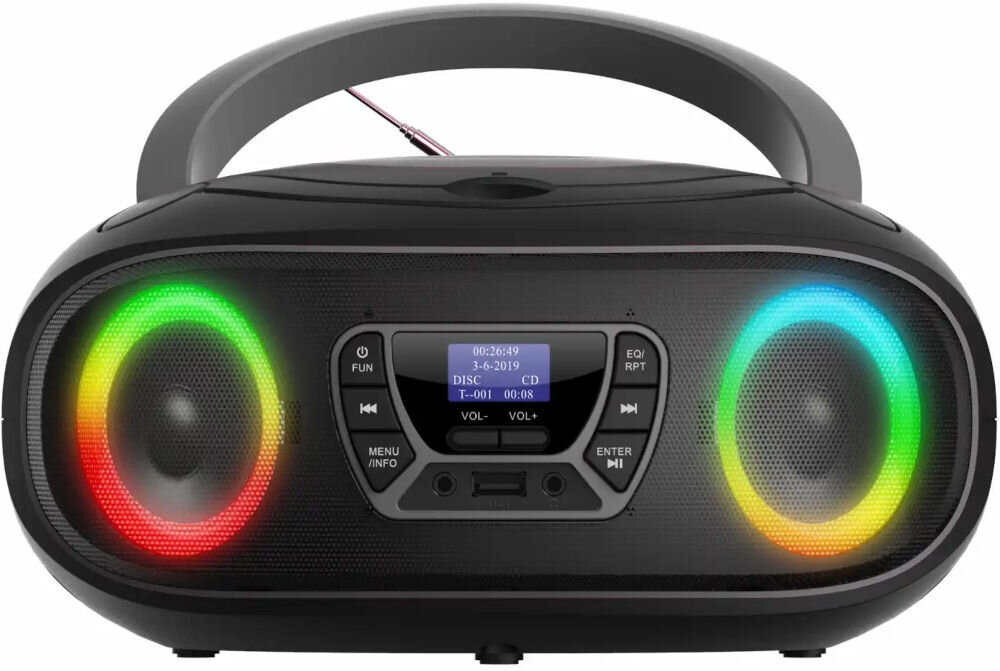 Radioodtwarzacz DENVER TDB-212GR radio DAB+ FM automatyczne strojenie antena teleskopowa, Radioodtwarzacz od frontu na białym tle