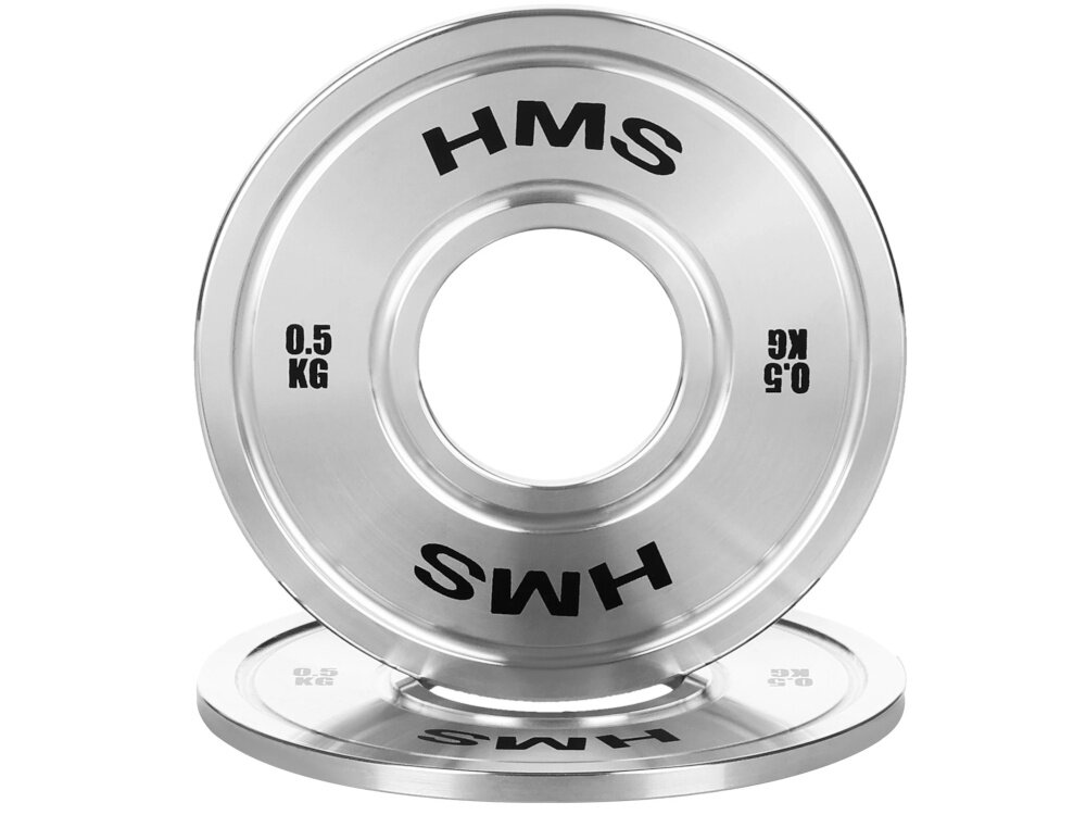 Obciążenie HMS TOS05 (0.25 kg) obciążenie na białym tle widoczne od przodu ustawione na drugim obciążeniu obciążenie olimpijskie o masie 0,5 kg wspiera precyzyjne budowanie siły i techniki stopniowe zwiększanie obciążenia bez gwałtownych przeskoków ułatwia kontrolę postępów i zmniejsza ryzyko przeciążenia