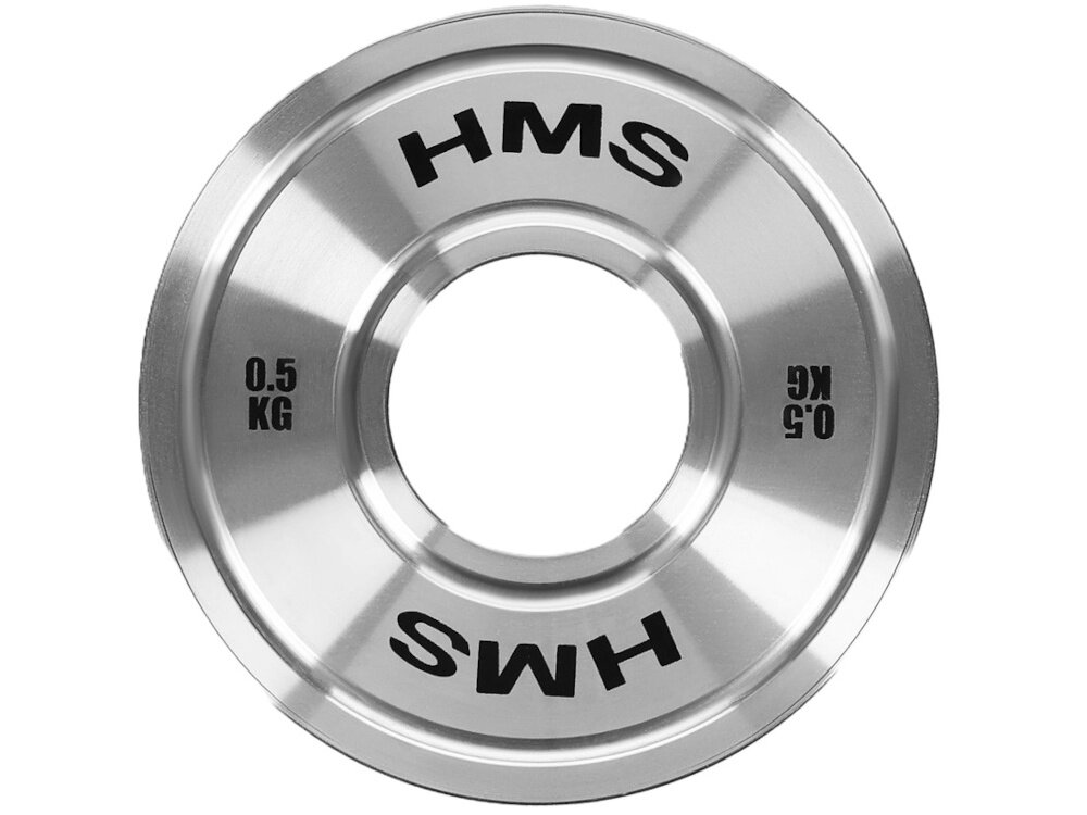 Obciążenie HMS TOS05 (0.25 kg) obciążenie na białym tle widoczne od przodu kalibracja z tolerancją wagi ±10 g zachowanie powtarzalności w każdym treningu lepsze monitorowanie efektów i bardziej świadome budowanie formy