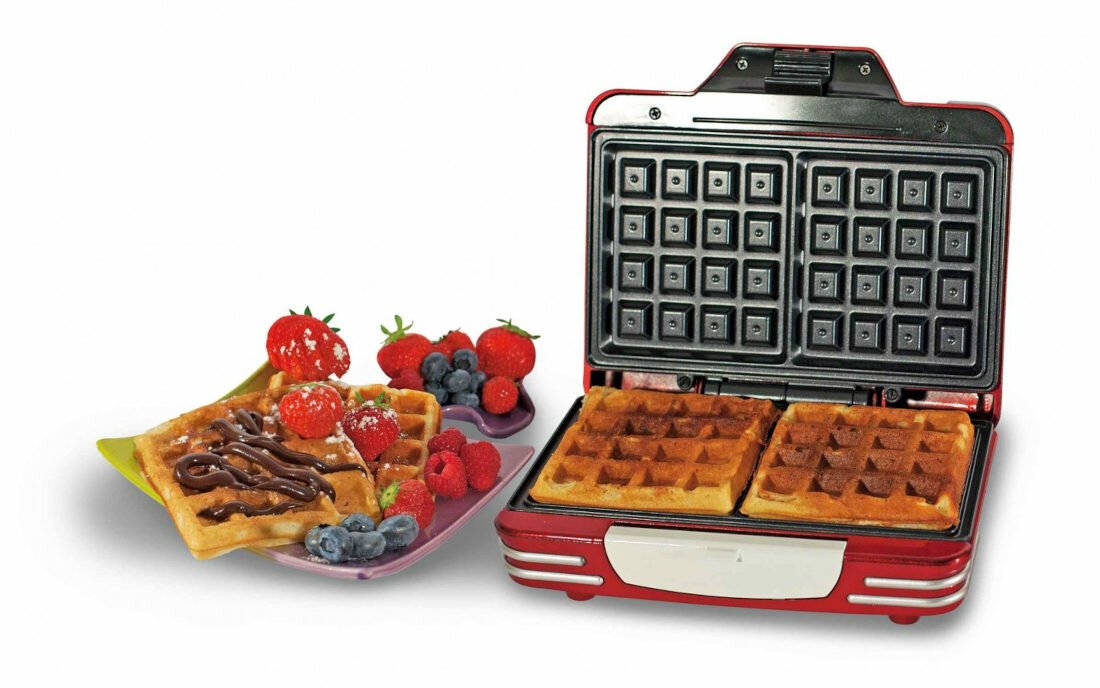 Gofrownica ARIETE 187 Waffle Maker Czerwony dziennie proste szybko moc 700 W rodznego rodzaju gorfe tradycyjne belgijskie cytrynowe waniliowe serowe