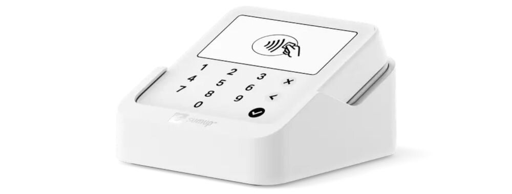 Terminal płatniczy SUMUP Solo Lite Bundle Bluetooth urządzenie ze stacją ładującą na białym tle ekran dotykowy prosta obsługa interfejs dostosowany do języka eliminacja barier