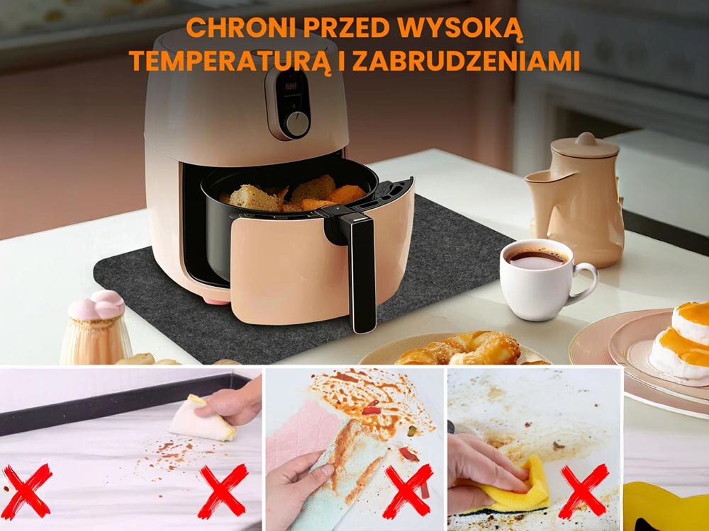 Mata ochronna pod Air Fryer EXTRALINK 44 x 30 cm ochrona przed temperaturą, tłuszczem, zarysowaniami, bez odbarwień i uszkodzeń