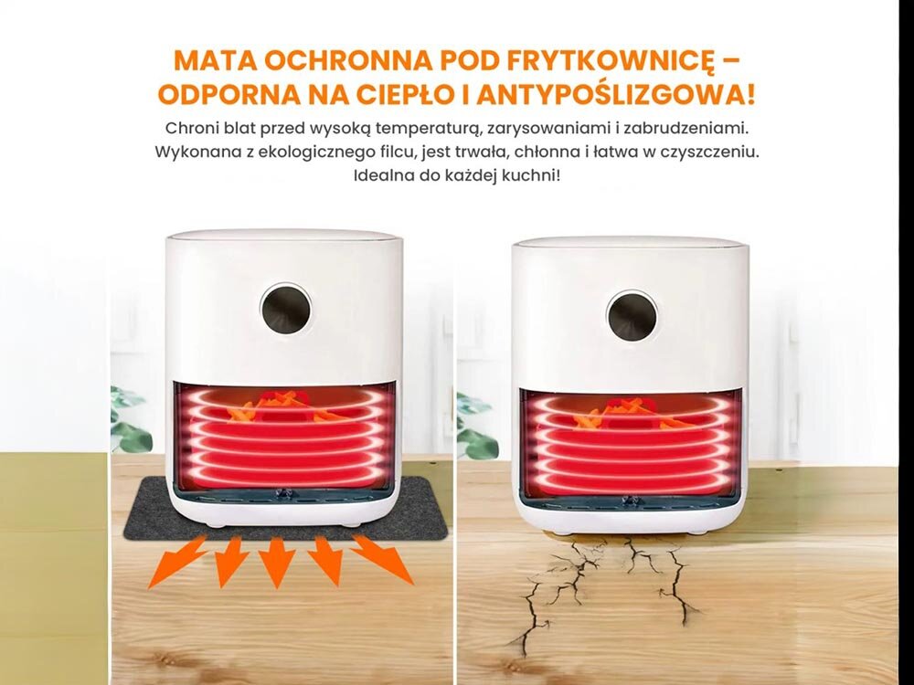 Mata ochronna pod Air Fryer EXTRALINK 44 x 30 cm nie pochłania płynów i tłuszczu, łatwe czyszczenie, czysty i higieniczny blat, ułatwienie codziennego gotowania