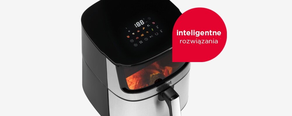 Air Fryer Frytkownica beztłuszczowa CONCEPT FR8010 przezroczyste okienko, wygodne monitorowanie pieczenia, oszczędność czasu i energii