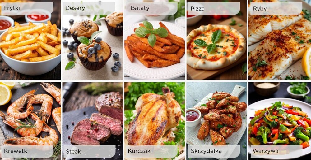 Air Fryer Frytkownica beztłuszczowa CONCEPT FR8010 10 programów, odpowiednia temperatura i czas przygotowania, regulacja ręczna