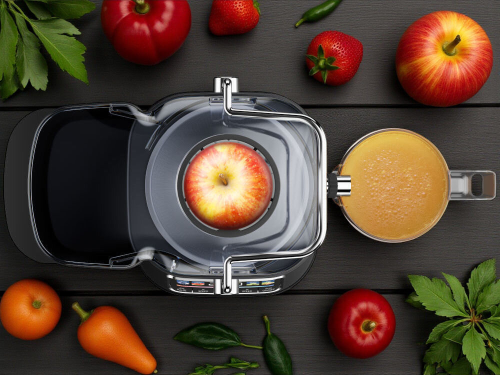 Sokowirówka GÖTZE & JENSEN JM800X z szerokim otworem wsadowym 84 mm do całych owoców bez krojenia