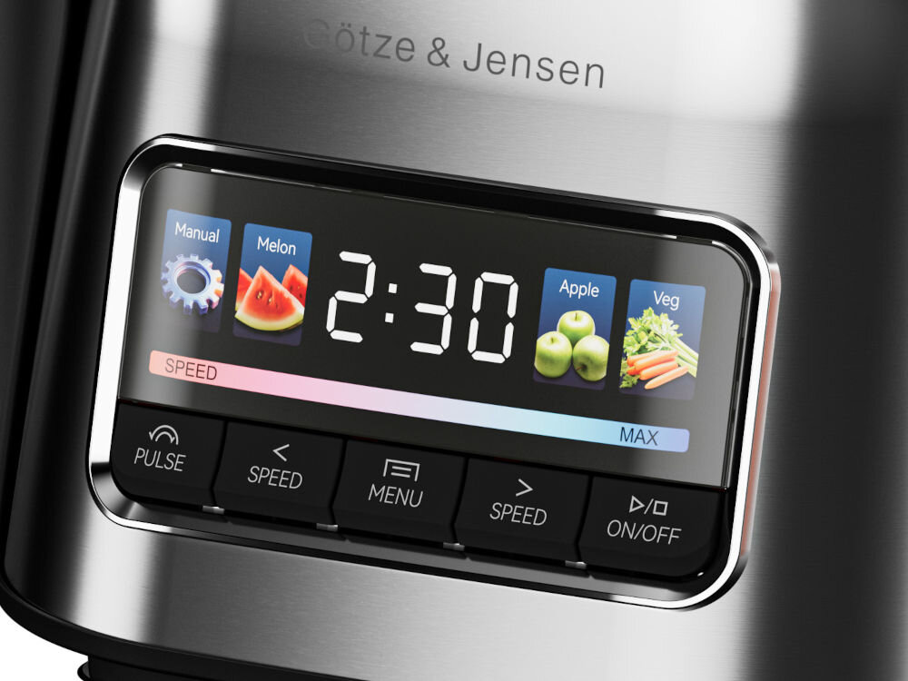 Sokowirówka GÖTZE & JENSEN JM800X z kolorowym wyświetlaczem LED 3,8 cala i czterema automatycznymi programami