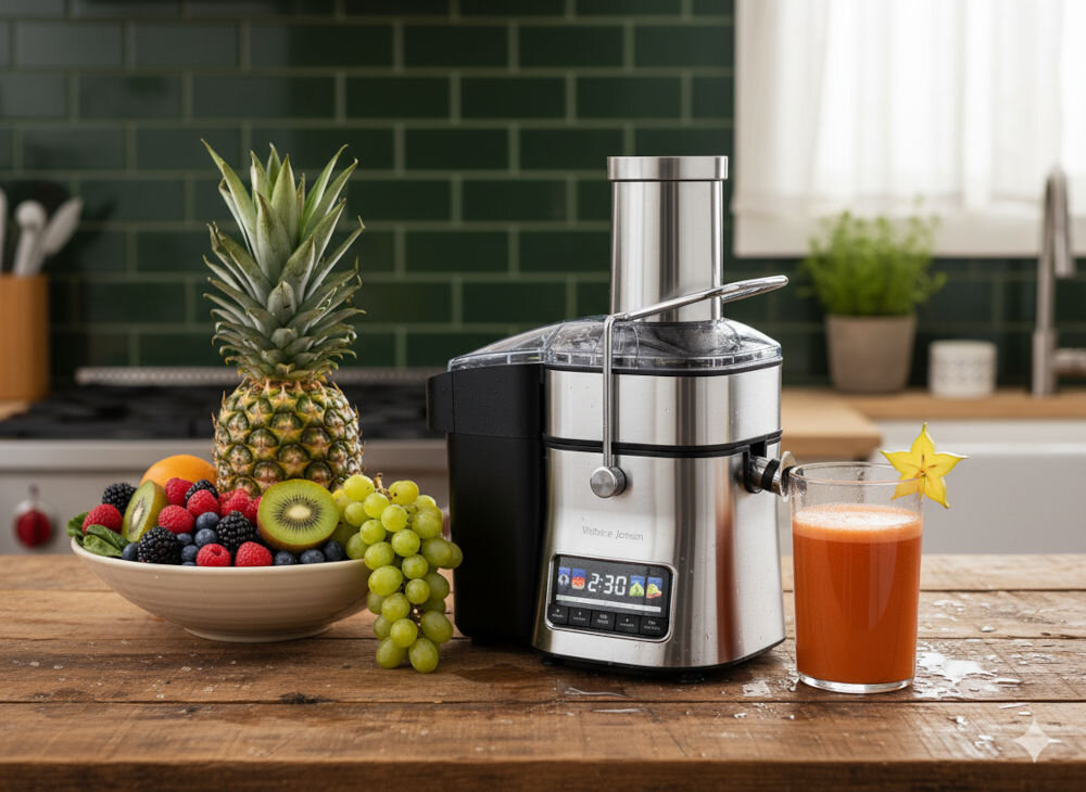 Sokowirówka GÖTZE & JENSEN JM800X z pojemnikiem na sok 1 litr i pojemnikiem na resztki 2,5 litra