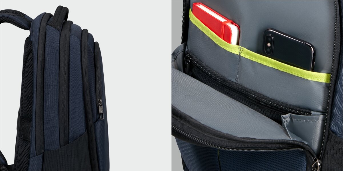 SAMSONITE Guardit 3.0 układ przegródek i kieszeni Przednia kieszeń zamek błyskawiczny telefonu, kluczy czy portfela