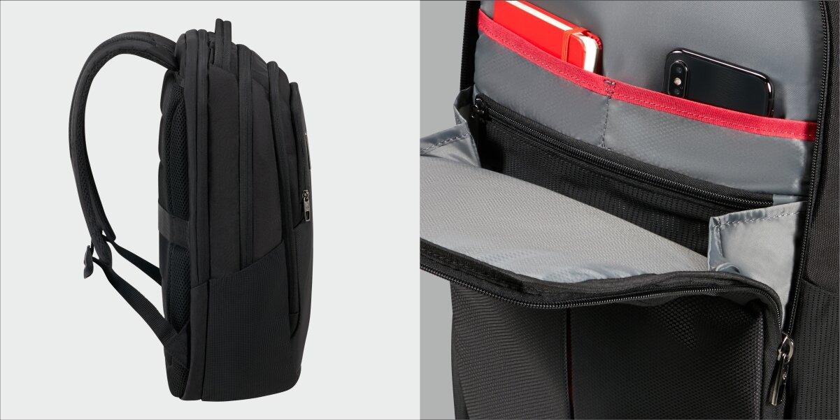 SAMSONITE Guardit 3.0 układ przegródek i kieszeni Przednia kieszeń zamek błyskawiczny telefonu, kluczy czy portfela