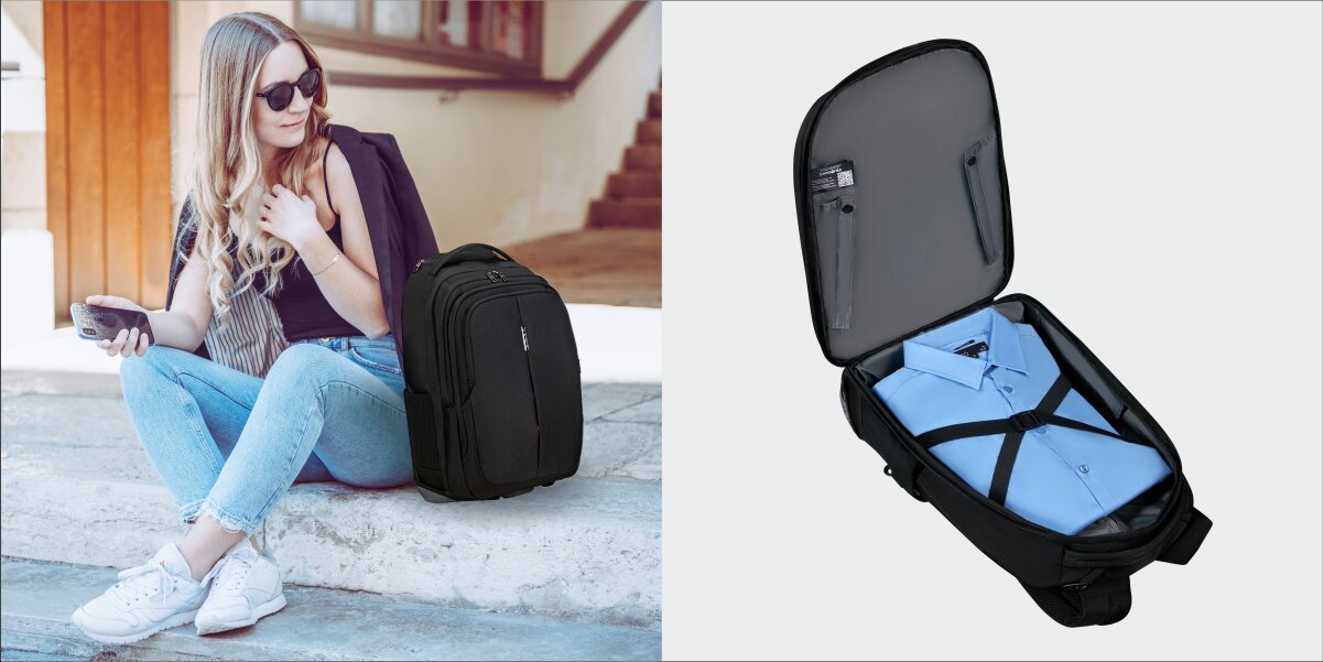 SAMSONITE Guardit plecak na laptopa czarna kolorystyka konstrukcja pracy podróży