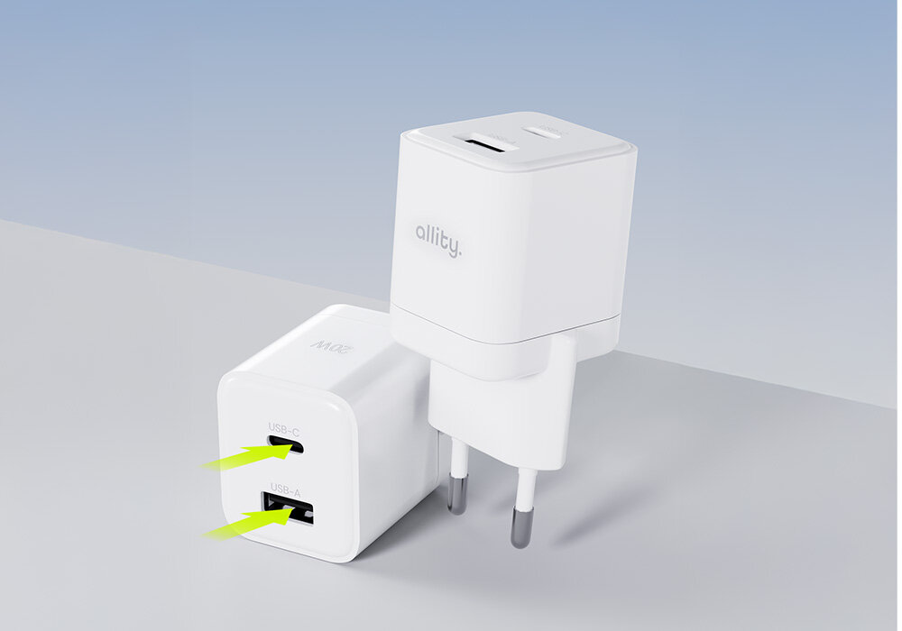 Ładowarka sieciowa ALLITY ATC-01 USB-C smartfonów tablety Napięcie wejściowe 100–240 V w domu wysoką wydajność