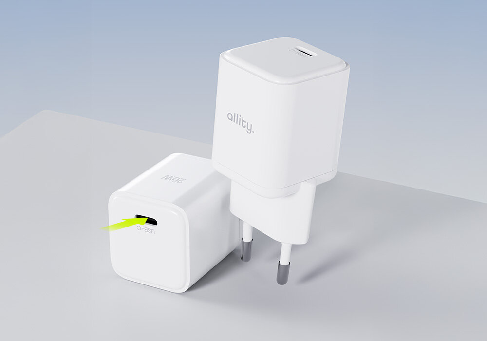Ładowarka sieciowa ALLITY ATC-01 USB-C smartfonów tablety Napięcie wejściowe 100–240 V w domu wysoką wydajność