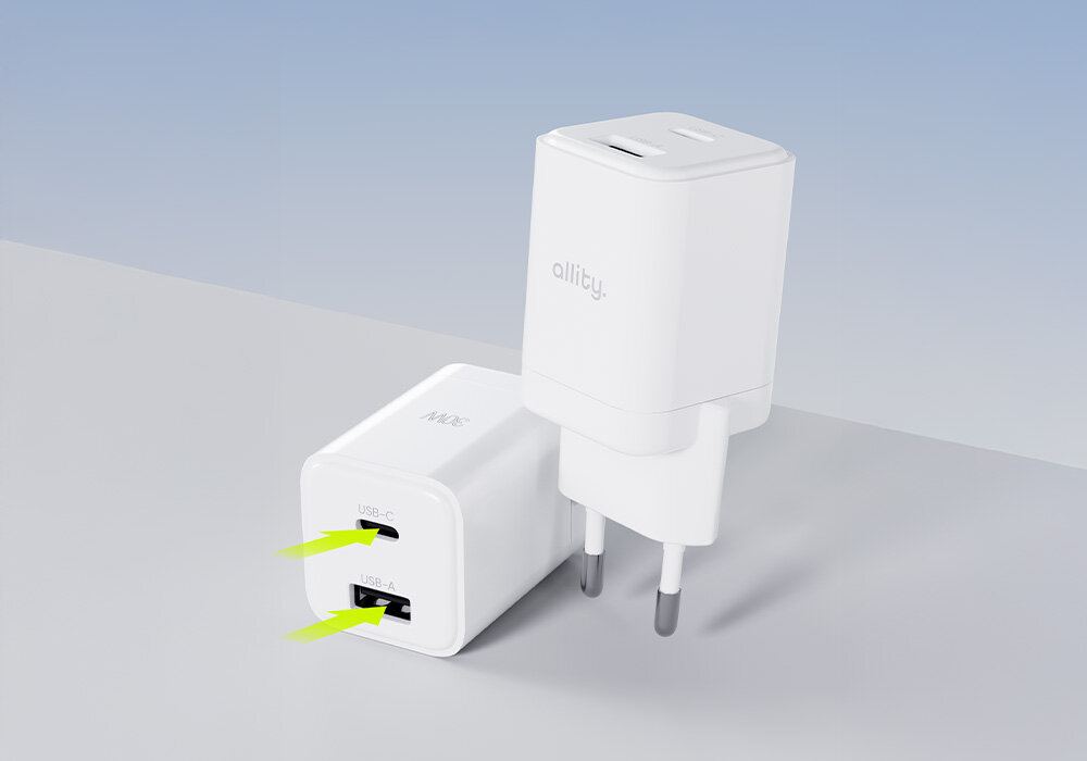 Ładowarka sieciowa ALLITY ATC-01 USB-C smartfonów tablety Napięcie wejściowe 100–240 V w domu wysoką wydajność