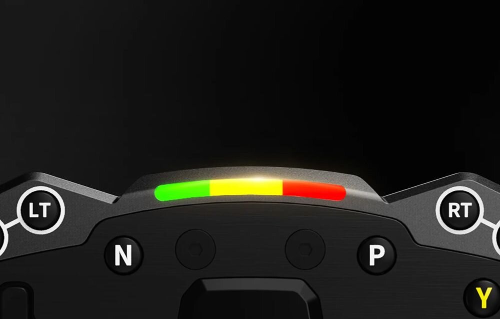 Kierownica MOZA Racing ESX RS052 (XBOX/PC) Widok na światła LED wbudowane na kierownicy Moza Racing zintegrowane diody LED wskaźnik obrotów personalizacja podświetlenia