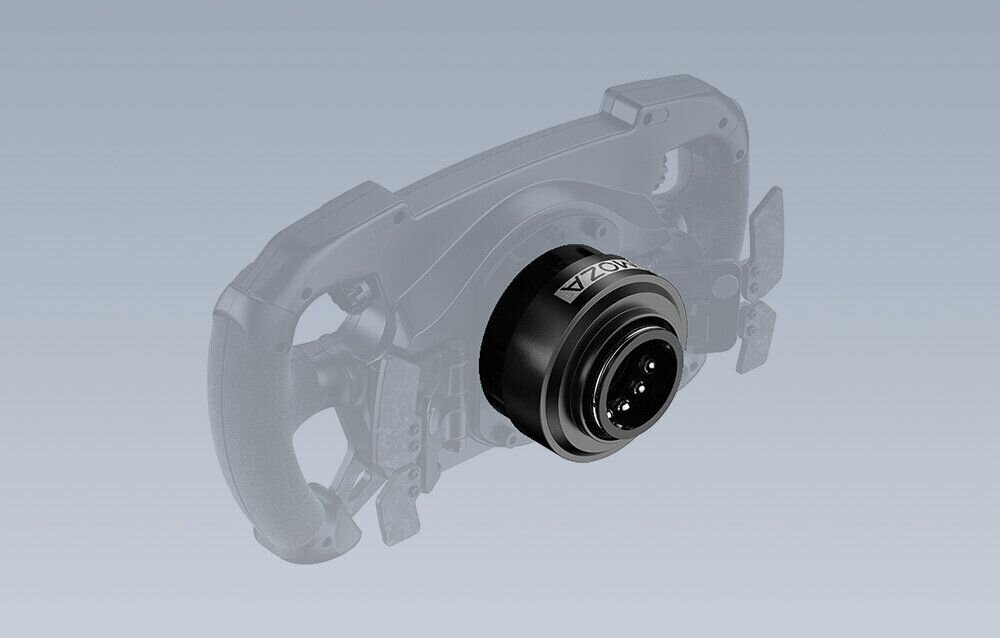 Adapter MOZA Racing RS07 do kierownicy R21/R16/R12/R9/R5 adapter na jasnym tle poświata kierownicy dodatek dla osób korzystających z symulatorów wyścigowych wykorzystanie możliwości