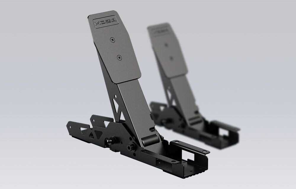 Pedał sprzęgła MOZA Racing SR-P Lite RS19 pedały sprzęgła pod kątem na szarym tle uzupełnienie zestawów dla entuzjastów symulacji wytrzymała stal płynność ruchu