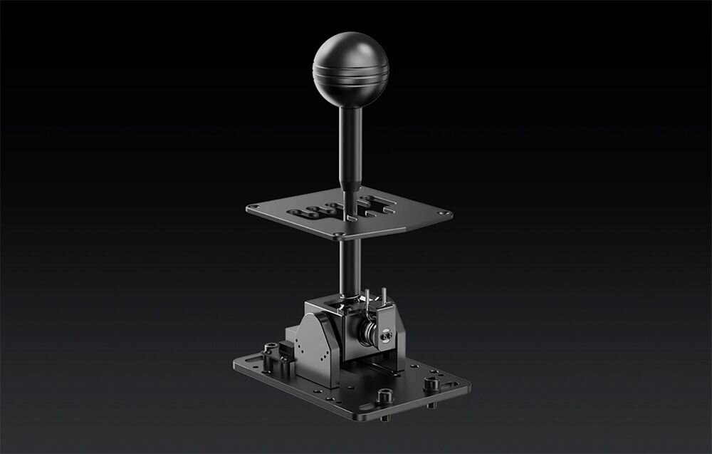 Skrzynia biegów MOZA Racing HGP RS039 Ilustracja pokazująca sposób wrzucania biegu wstecznego poprzez dociśnięcie drążka w skrzyni MOZA osłona przeciwkurzowa ochrona wewnętrznego mechanizmu