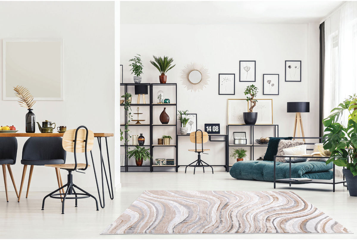 Dywan MULTIDECOR Evaz 160 x 230 cm Beżowy, salon, komfort, miękkość, dekor, dywan w pokoju gościnnym na podłodze