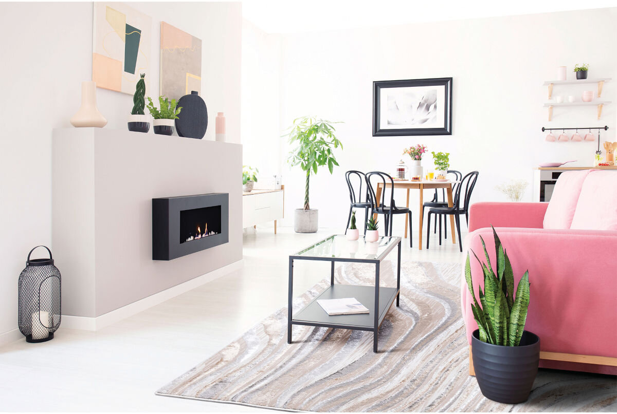 Dywan MULTIDECOR Evaz 160 x 230 cm Beżowy, ogrzewanie, podłoga, komfort, OEKO-TEX, dywan w pokoju gościnnym przy kominku