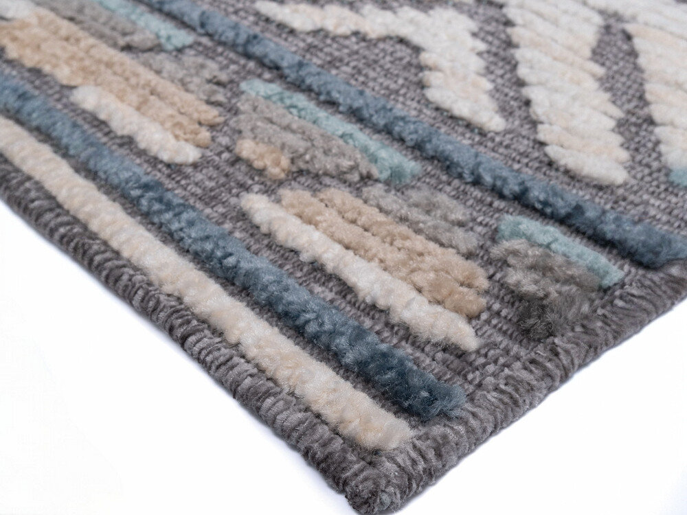 Dywan MULTIDECOR Nepal 120 x 180 cm Pasy Niebieski, 120x180, kuchnia, przedpokój, gabinet, na białym tle jeden z narożników dywanu