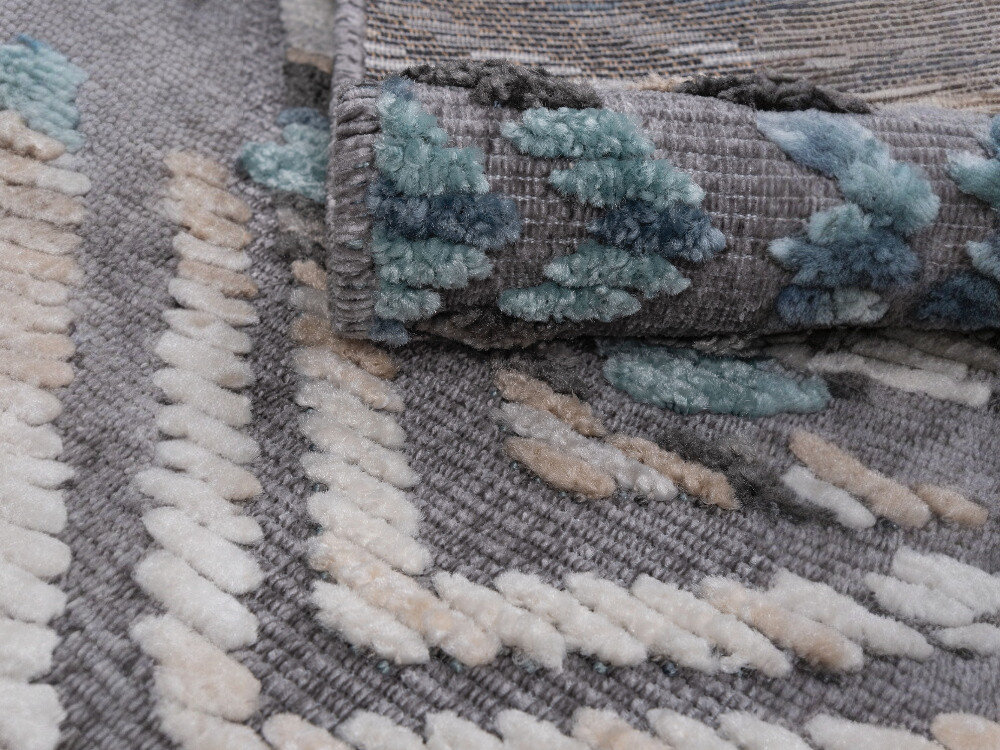 Dywan MULTIDECOR Nepal 120 x 180 cm Pasy Niebieski, antypoślizg, lekki, przenoszenie, kształt, zbliżenie na środek dywanu