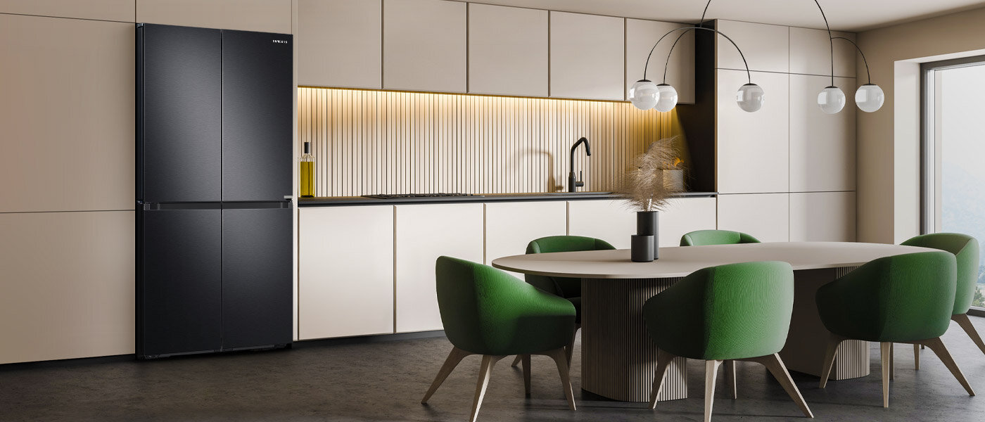 Lodówka Samsung Multidoor RF65A967FB1 dopasowana do nowoczesnego mieszkalnego wnętrza