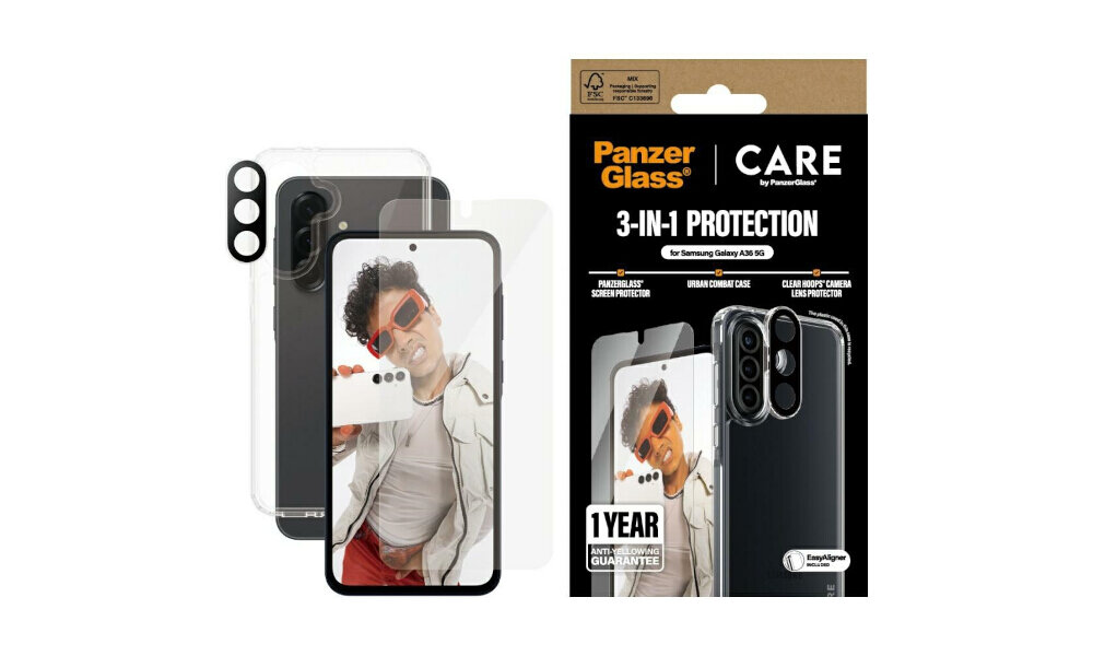 PanzerGlass 3w1 zestaw szkło hartowane etui osłona obiektywu