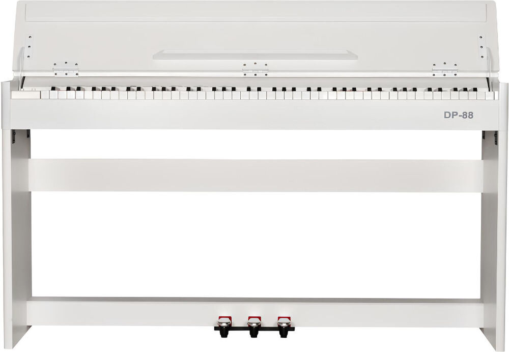 V-TONE DP-88 WH wbudowane głośniki odtwarzacz MP3 USB, pianino od frontu na białym tle
