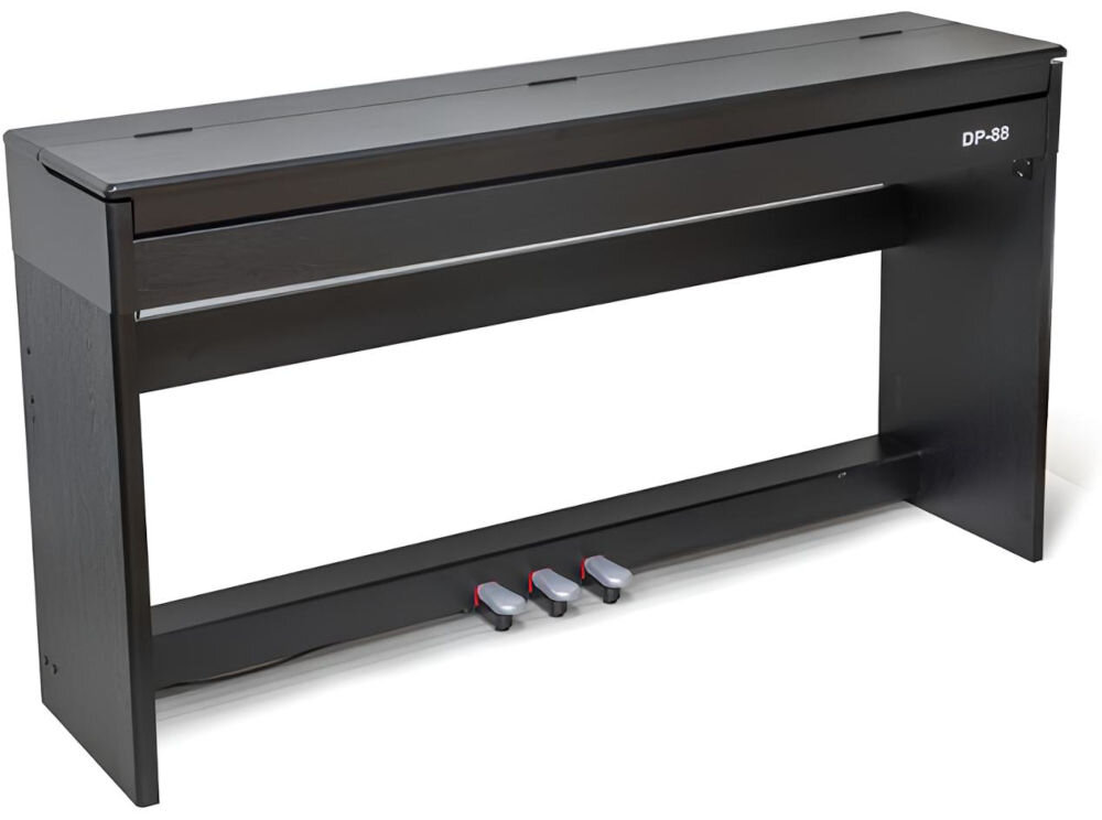 V-TONE DP-88 WH wyświetlacz LED przyciski TONE RHYTHM DEMO, pianino po skosie na białym tle