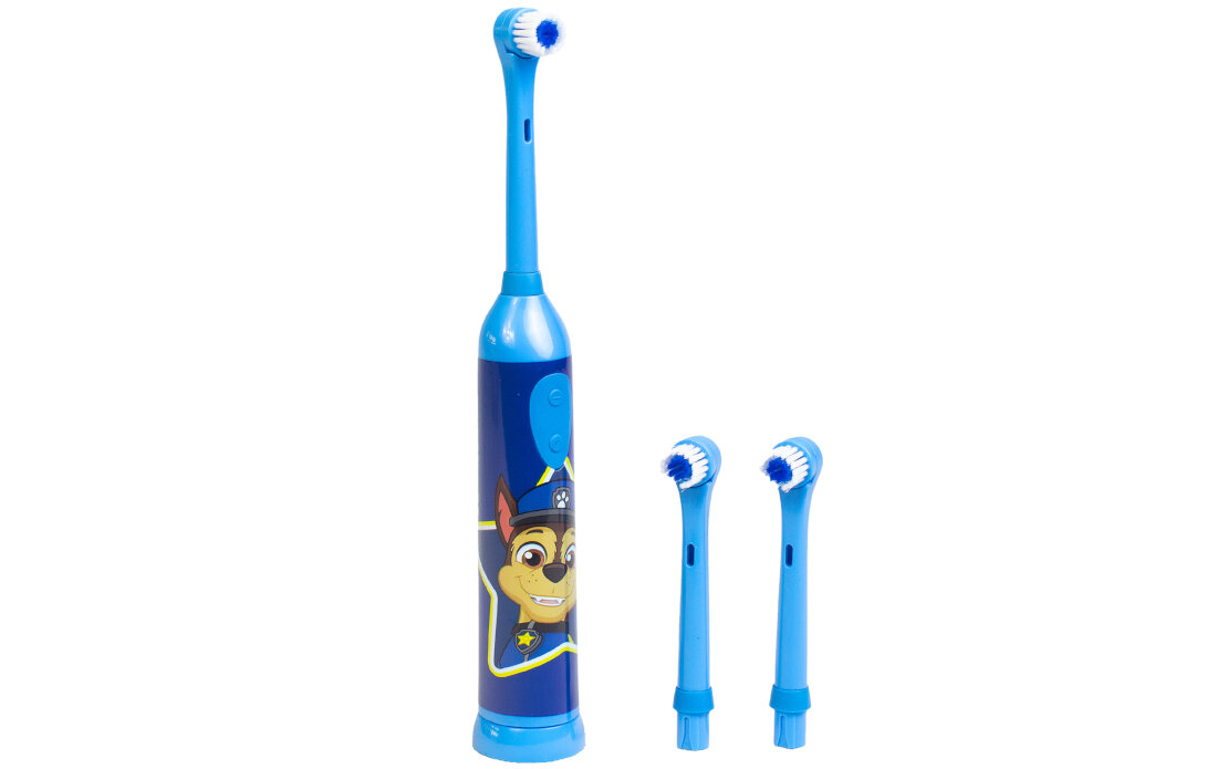 Szczoteczka rotacyjna NICKELODEON Psi Patrol Chase KHET007 Niebieski Wygodne zasilanie dwie baterie AAA trzy końcówki ekonomiczne korzystanie