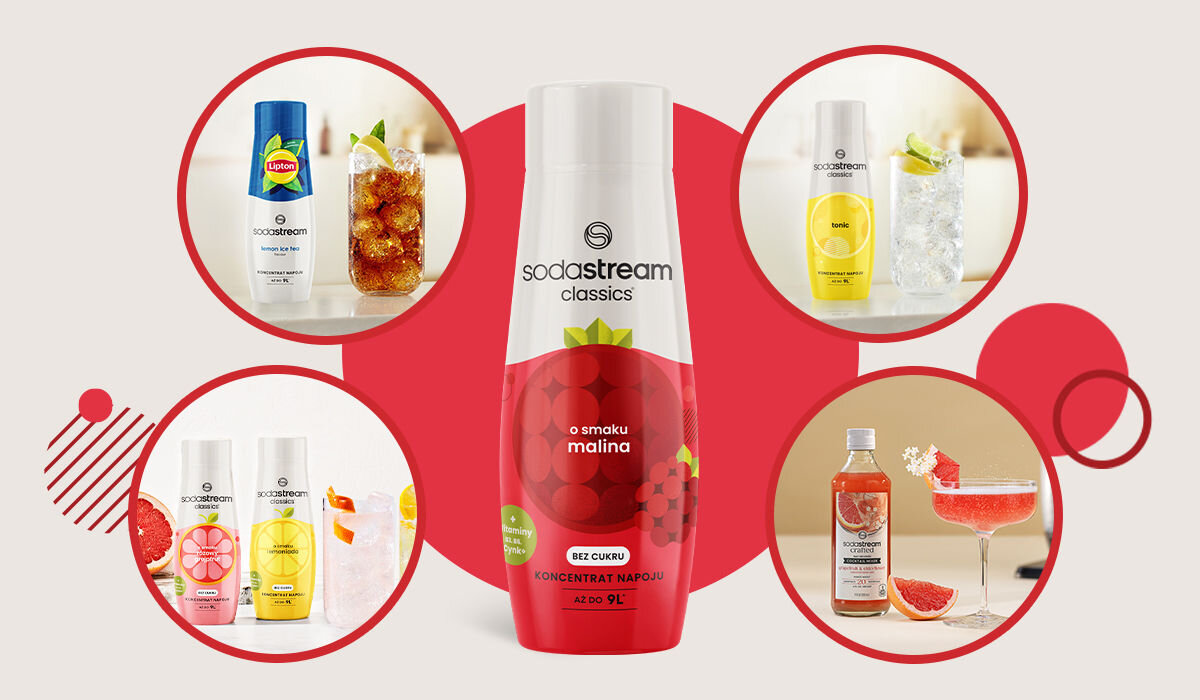 Syrop do saturatorów SODASTREAM Malina 440 ml bez cukru różne rodzaje syropów malinowy smak wersja malina z pomarańczą i bazylią wersja z imbirem