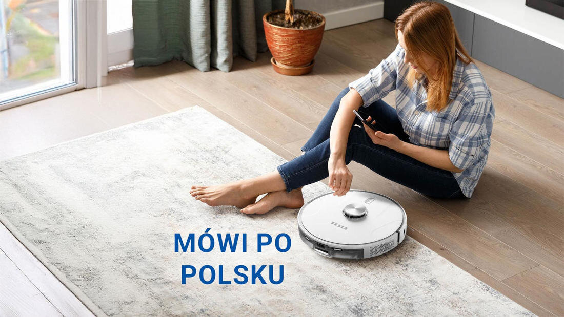 Robot sprzątający TESLA RoboStar iQ700 sterowanie i obsługa głosowa język polski aplikacja mobilna planowaie harmonogram sprzątania