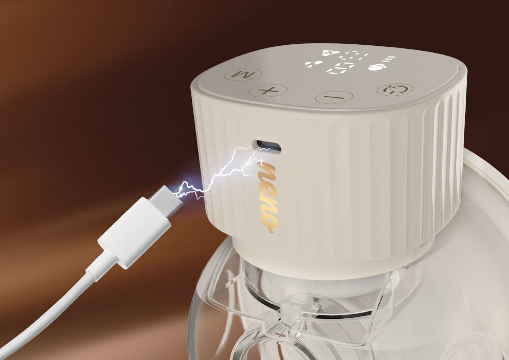 Laktator NENO Vento Twin wygodne ładowanie wydajna bateria kilka sesji odciągania zasilanie kabel USB-A/USB-C