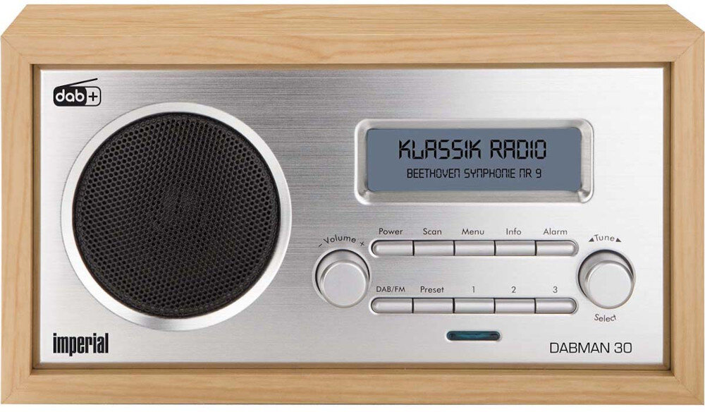 IMPERIAL Dabman 30 wejście AUX Jack 3,5mm odtwarzacz audio, radio od frontu na białym tle