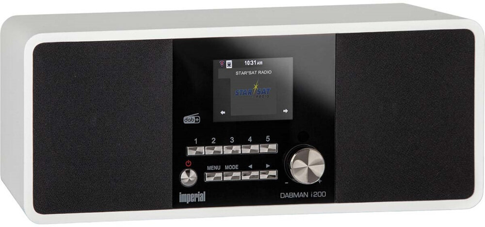 IMPERIAL DABMAN i200 wbudowany zegar funkcja alarmu budzik, radio po skosie na białym tle
