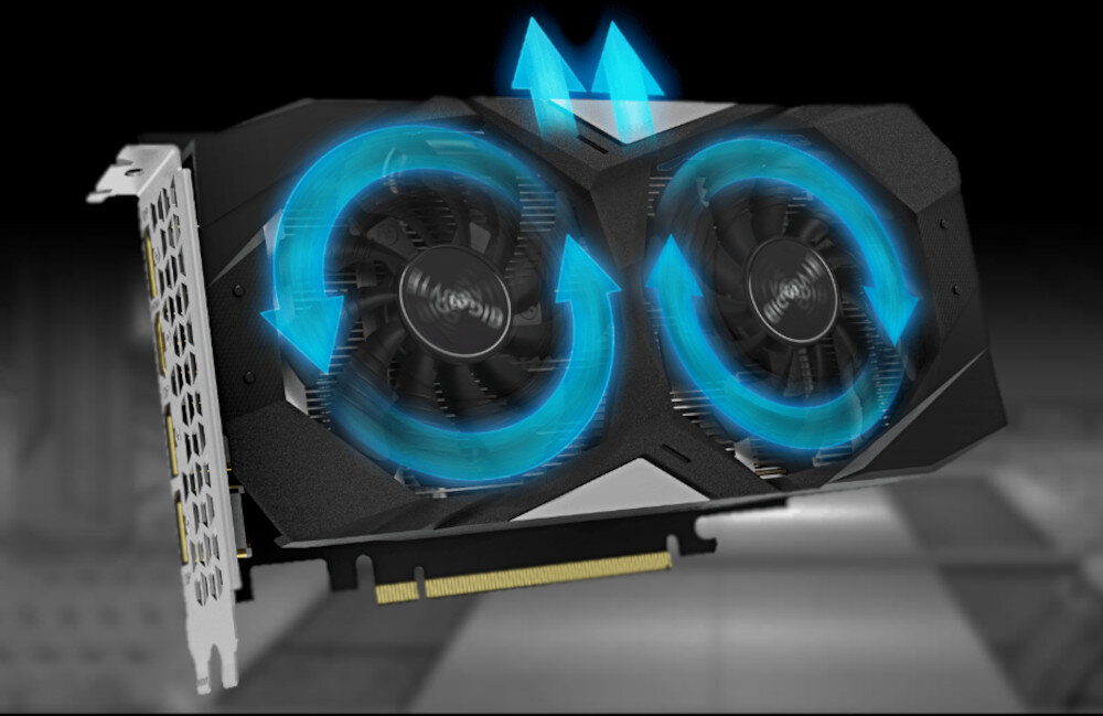 Karta graficzna GIGABYTE GeForce GTX 1660 Ti OC 6G chłodzenie wentylatory średnica radiator