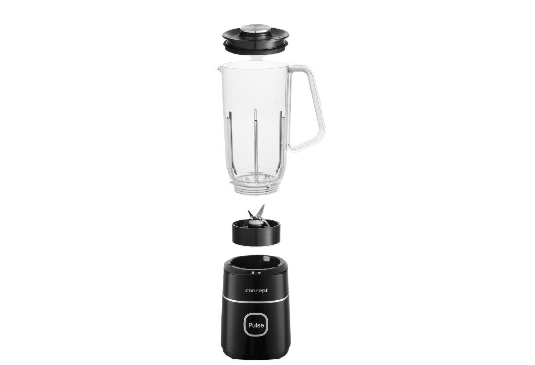 Blender kielichowy CONCEPT SM3490 Czarny + młynek Skuteczne ostrza tnące 4 ostrza ze stali nierdzewnej możliwość ich wyjmowania 