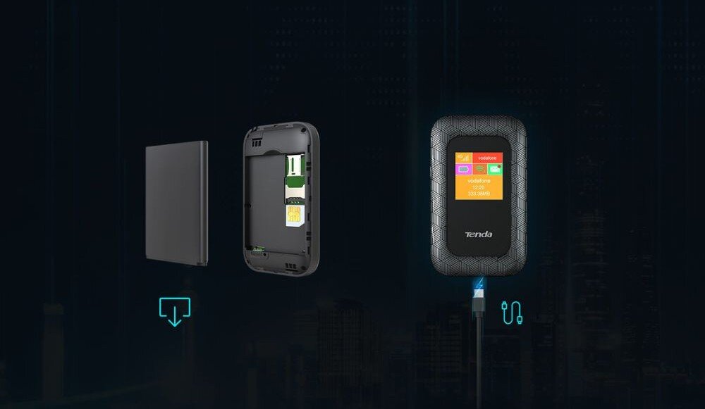 Router TENDA 4G815 Schemat zasilania routera Tenda 4G185 baterią lub kablem USB