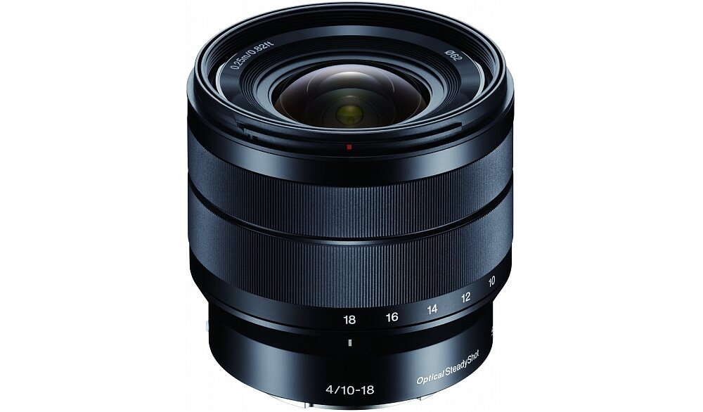 Obiektyw SONY E 10-18 mm f-4 OSS aparat zdjęcia ogniskowa stałka stałoogniskowy zoom szkła optyka soczewki montaż bagnet af ostrość regulacja pierścienie