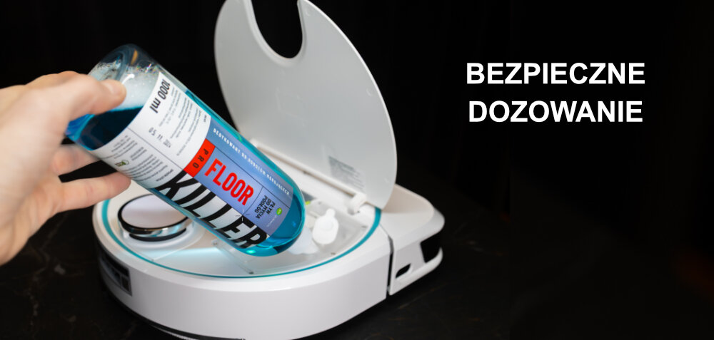PŁYN DO MYCIA PODŁÓG MAŁY ROBOCIK NISKOPIENIĄCY FLOOR Killer Pro 1000ML lifestyle Gotowa formuła Bezpieczny i skuteczny skład Precyzyjne dozowanie