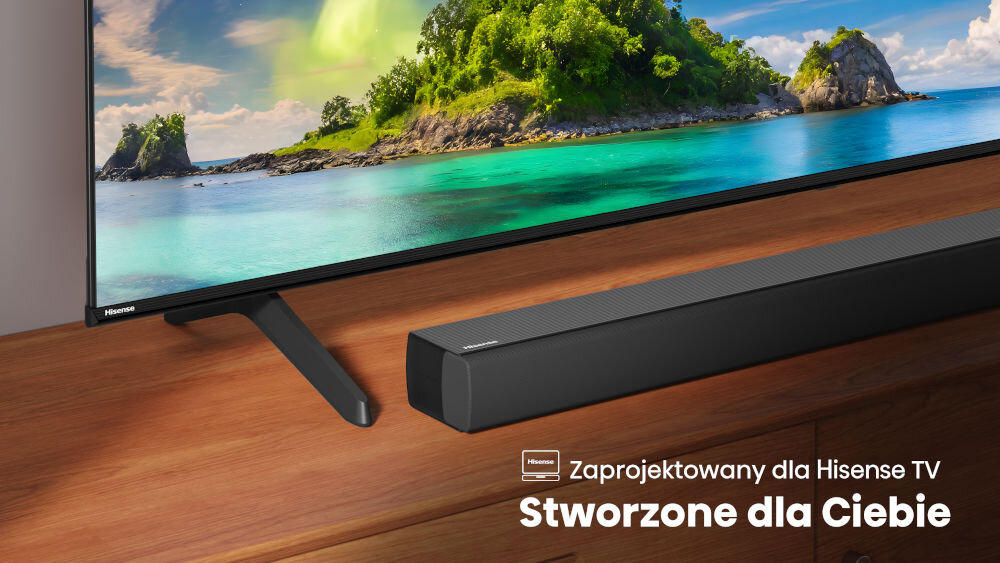 Soundbar HISENSE HS5100 - Elegancki wygląd, kadr telewizora i soundbara